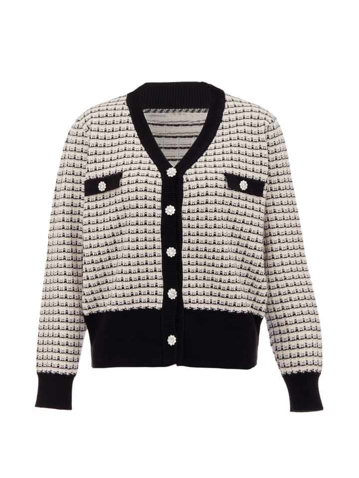 Женский кардиган из шерсти белого/черного цвета faina
Женский кардиган из шерсти белого/черного цвета faina