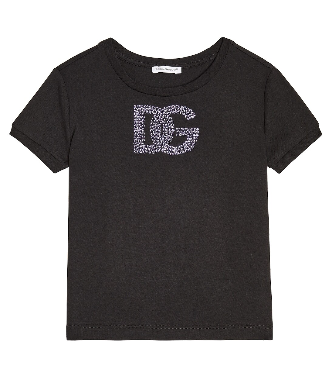 Футболка из хлопкового джерси с декором dg Dolce&Gabbana Kids, черный 
Футболка из хлопкового джерси с декором dg Dolce&Gabbana Kids, черный