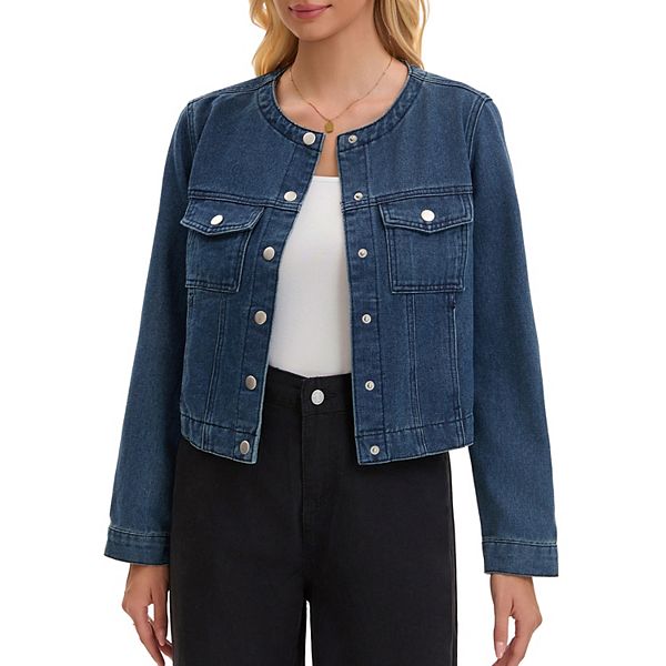 Женская укороченная джинсовая куртка без воротника в стиле вестерн Inspire Chic, Vintage Blue
Женская укороченная джинсовая куртка без воротника в стиле вестерн Inspire Chic, Vintage Blue
