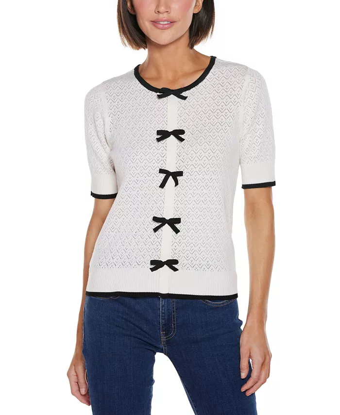 Женский свитер с коротким рукавом, ажурной вязкой и бантом Belldini, мультиколор
Женский свитер с коротким рукавом, ажурной вязкой и бантом Belldini, мультиколор