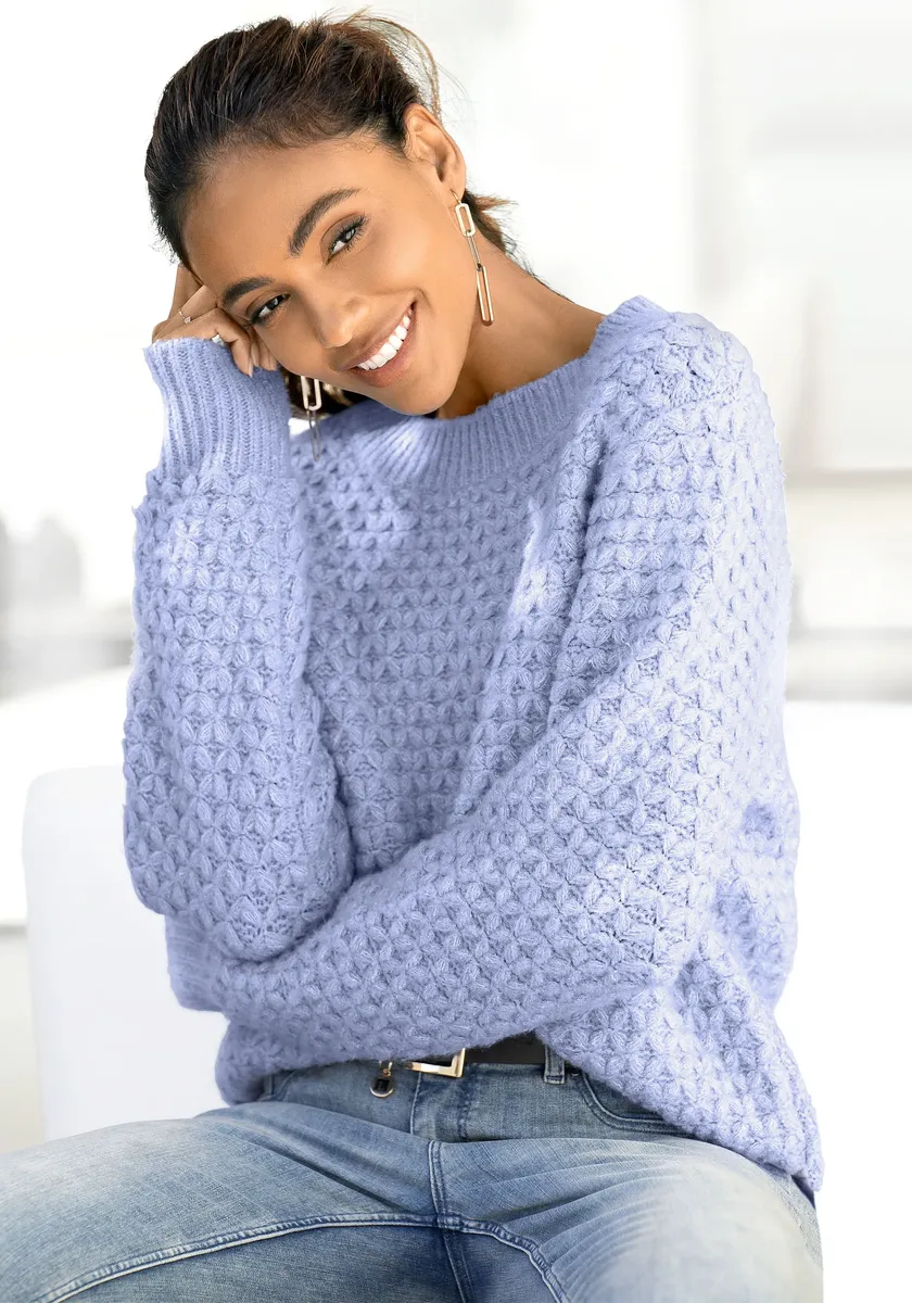 Свитер Vivance с круглым вырезом и особым узором вышивки, синий
Свитер Vivance с круглым вырезом и особым узором вышивки, синий