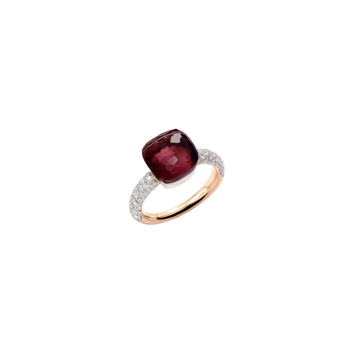 Кольцо Pomellato Nudo из белого и розового золота с гранатом и бриллиантами
Кольцо Pomellato Nudo из белого и розового золота с гранатом и бриллиантами