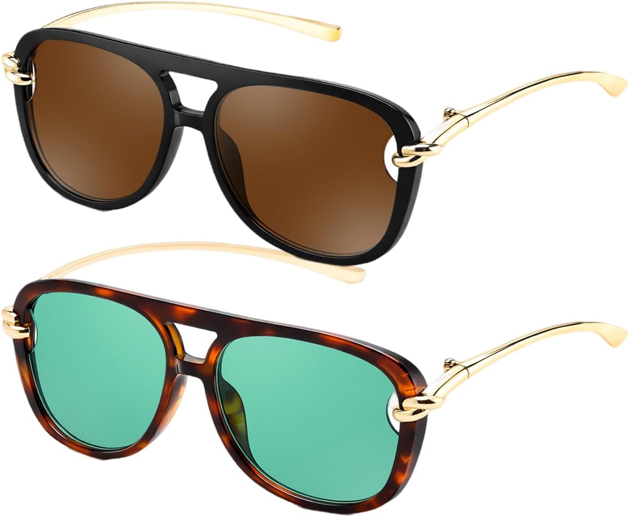Karsaer 2 шт. Модные солнцезащитные очки-авиаторы большого размера для женщин и мужчин, в стиле ретро 70-х, квадратные, с двойной перемычкой, Leopard Print Frame / Green Lenses + Black Frame / Tea Lenses
Karsaer 2 шт. Модные солнцезащитные очки-авиаторы большого размера для женщин и мужчин, в стиле ретро 70-х, квадратные, с двойной перемычкой, Leopard Print Frame / Green Lenses + Black Frame / Tea Lenses