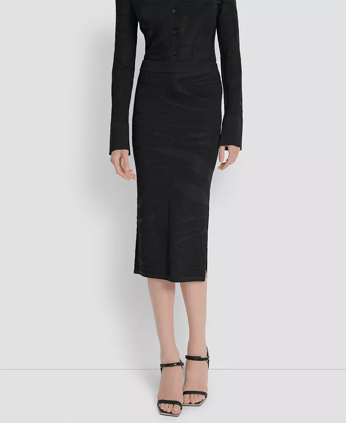 Женская юбка-миди из трикотажного свитера с принтом зебры DKNY, черный
Женская юбка-миди из трикотажного свитера с принтом зебры DKNY, черный