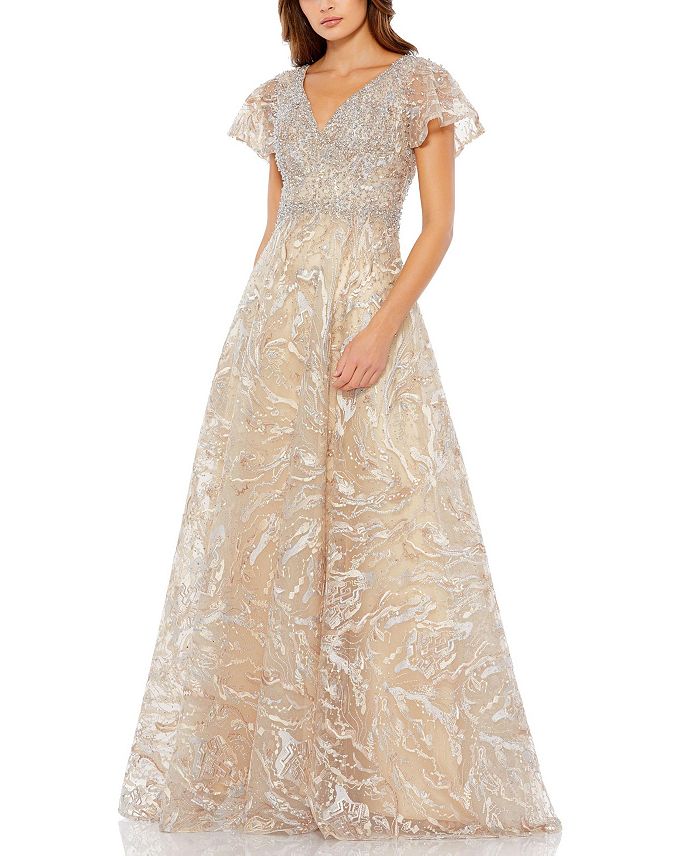 Платье А-силуэта с декорированными рукавами-бабочками и иллюзией Mac Duggal, золотой
Платье А-силуэта с декорированными рукавами-бабочками и иллюзией Mac Duggal, золотой