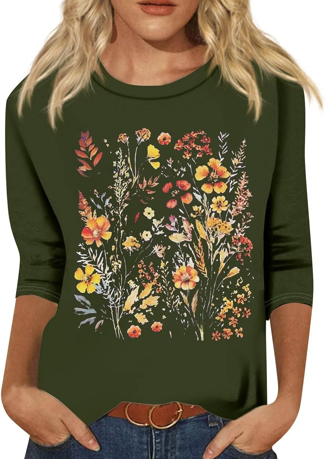 Летний топ для женщин с принтом и 3/4 рукавом FQZWONG
Летний топ для женщин с принтом и 3/4 рукавом FQZWONG