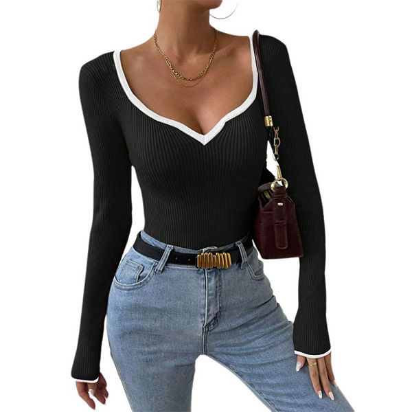 Женский топ с вырезом sweetheart, цветной блок, длинный рукав, рифленая вязка Yesfashion, Black
Женский топ с вырезом sweetheart, цветной блок, длинный рукав, рифленая вязка Yesfashion, Black