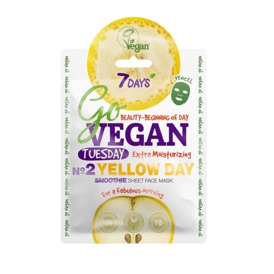 7Days, GoVegan, интенсивно увлажняющая тканевая маска Tuesday YELLOW DAY, груша, экстракт банана и миндальное масло, 25 г
7Days, GoVegan, интенсивно увлажняющая тканевая маска Tuesday YELLOW DAY, груша, экстракт банана и миндальное масло, 25 г