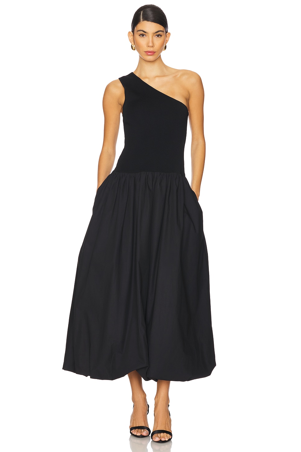 Платье миди Aliah с одним плечом и пышной юбкой Shona Joy, black 
Платье миди Aliah с одним плечом и пышной юбкой Shona Joy, black