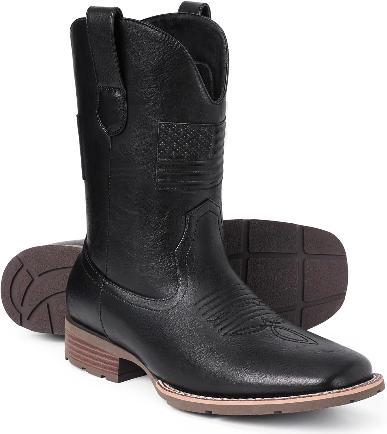 Мужские ковбойские сапоги Platikly - мужские западные сапоги с квадратным носком и флагом, искусственная кожа, ботинки, ботас для мужчин, подходящие для концерта, повседневной носки и свадьбы, черный
Мужские ковбойские сапоги Platikly - мужские западные сапоги с квадратным носком и флагом, искусственная кожа, ботинки, ботас для мужчин, подходящие для концерта, повседневной носки и свадьбы, черный