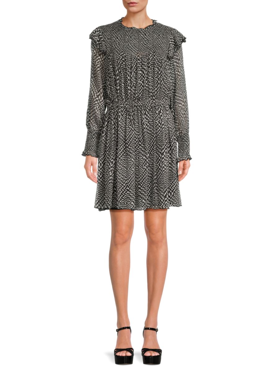 Мини-платье из смесового шелка с палевым геометрическим узором rag & bone, черный/белый
Мини-платье из смесового шелка с палевым геометрическим узором rag & bone, черный/белый