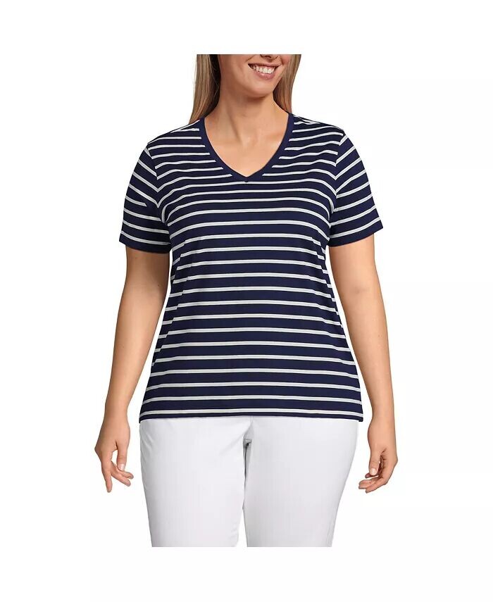 Свободная хлопковая футболка с v-образным вырезом больших размеров Supima Lands' End, синий
Свободная хлопковая футболка с v-образным вырезом больших размеров Supima Lands' End, синий