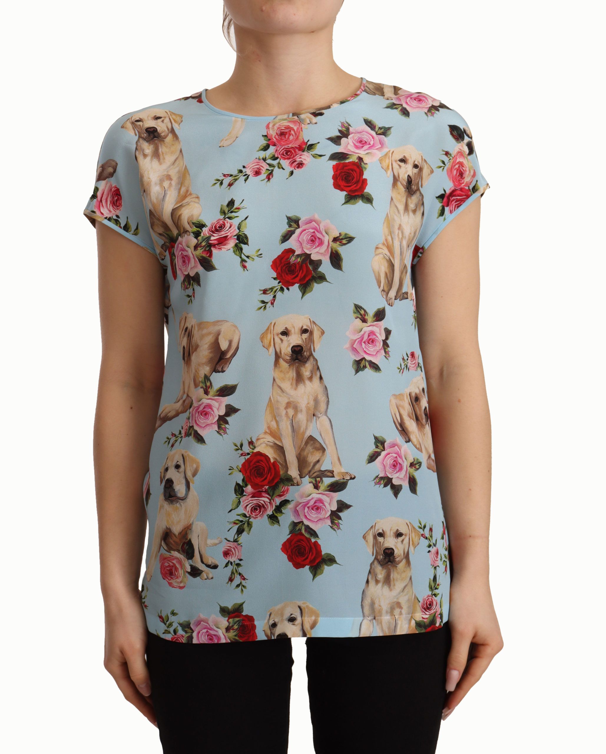Шелковая блузка с цветочным принтом Canine Elegance Dolce & Gabbana, светло-голубой
Шелковая блузка с цветочным принтом Canine Elegance Dolce & Gabbana, светло-голубой