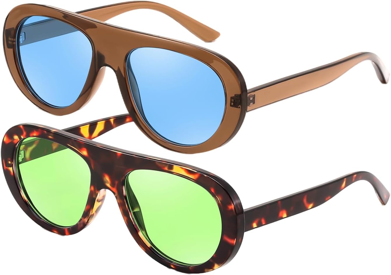 Karsaer 2 шт. Ретро-авиаторские солнцезащитные очки массивной формы для женщин и мужчин, в стиле 70-х, модные и стильные, с защитой от ультрафиолета UV400, Transparent Tea Frame / Blue Lens+tortoiseshell Frame / Green Lens
Karsaer 2 шт. Ретро-авиаторские солнцезащитные очки массивной формы для женщин и мужчин, в стиле 70-х, модные и стильные, с защитой от ультрафиолета UV400, Transparent Tea Frame / Blue Lens+tortoiseshell Frame / Green Lens