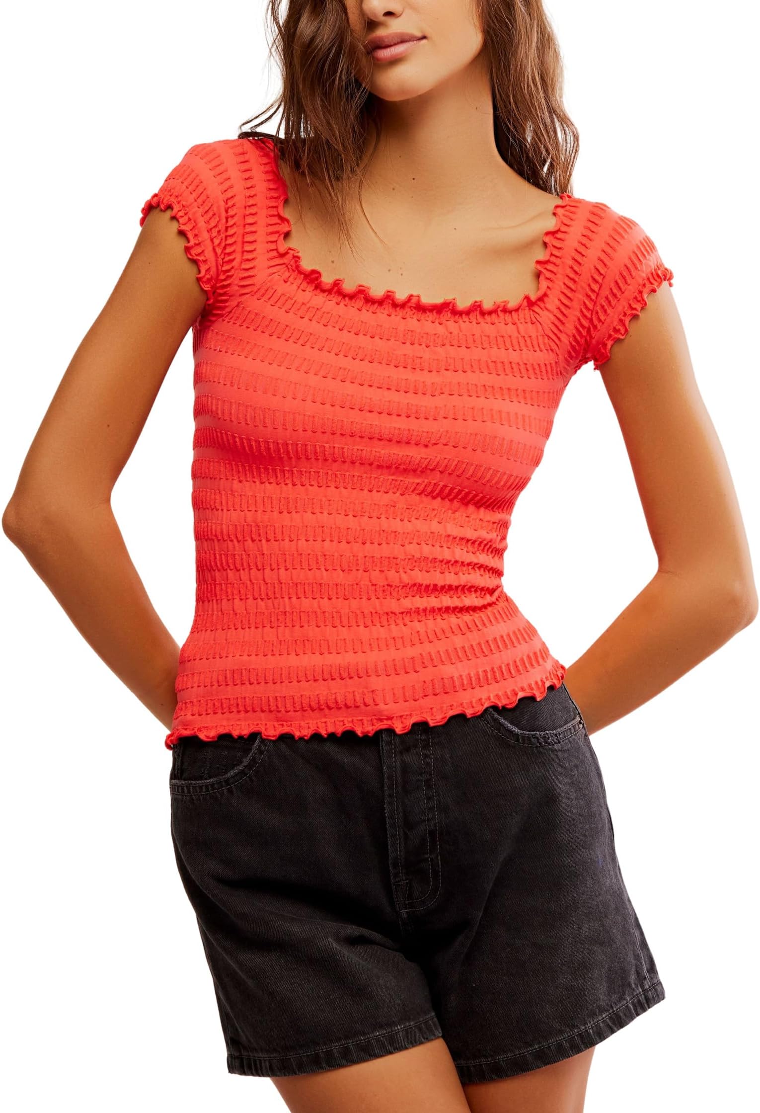 Женская бесшовная футболка с защипами Free People, Poppy Red(6600)
Женская бесшовная футболка с защипами Free People, Poppy Red(6600)