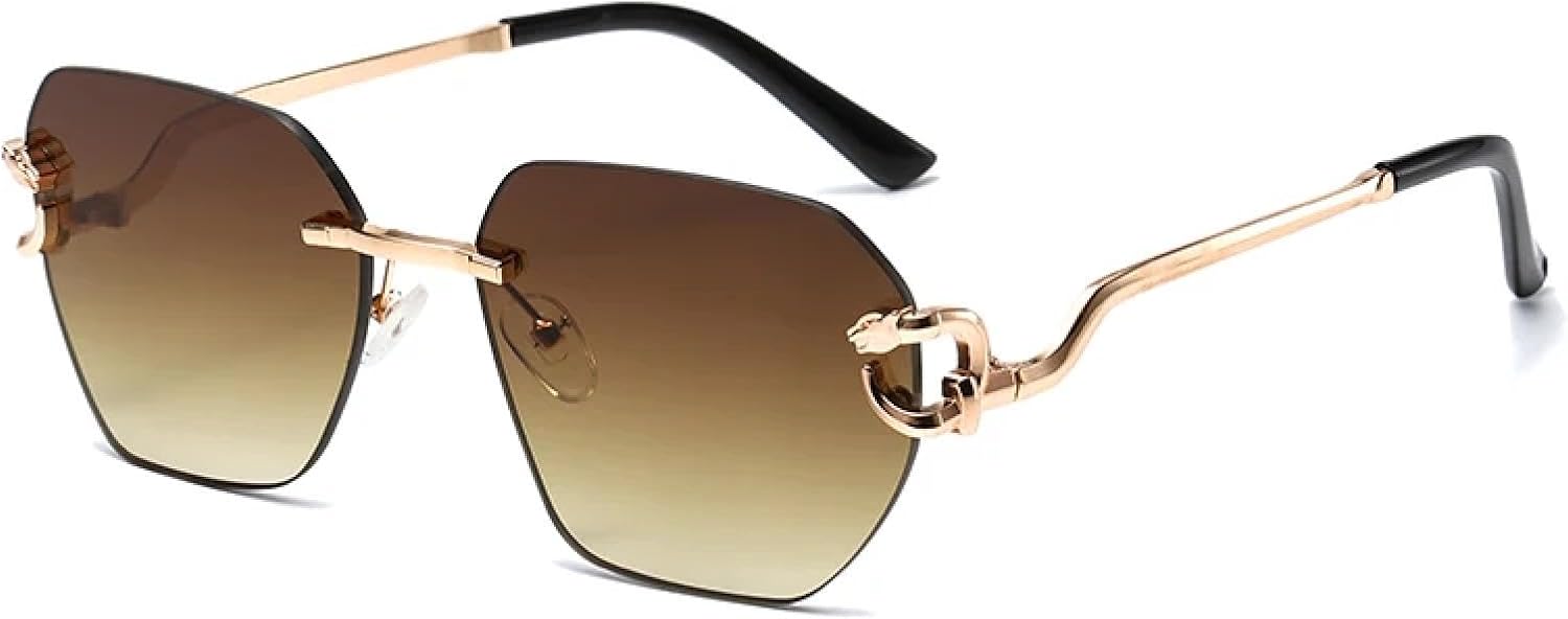 Ретро-солнцезащитные очки неправильной формы без оправы с металлическими дужками в стиле леопардового принта, персонализированные, модные, универсальные TVTBBVV, Brown
Ретро-солнцезащитные очки неправильной формы без оправы с металлическими дужками в стиле леопардового принта, персонализированные, модные, универсальные TVTBBVV, Brown