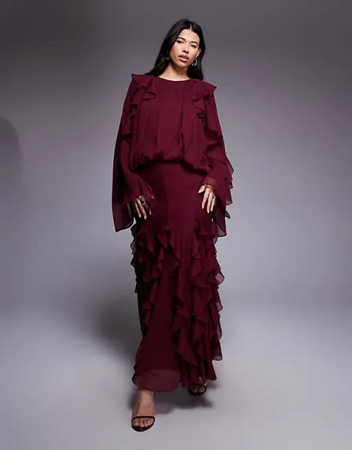 Платье макси с блузкой и юбкой-водопадом с рюшами ASOS DESIGN
Платье макси с блузкой и юбкой-водопадом с рюшами ASOS DESIGN