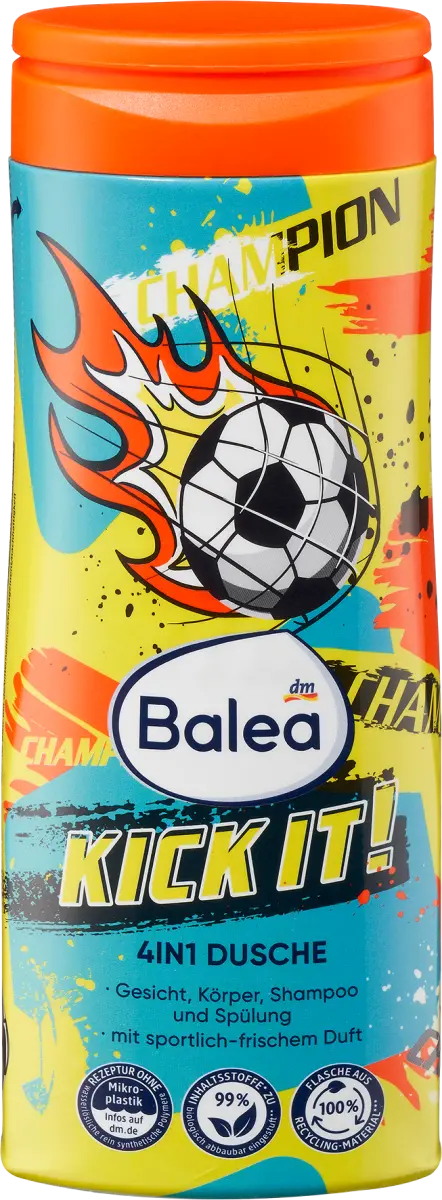 Детский гель для душа 4в1 Kick it! 300мл Balea
Детский гель для душа 4в1 Kick it! 300мл Balea