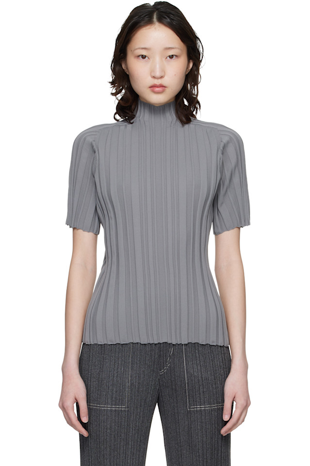 Вязаный топ в рубчик Pleats Please Issey Miyake, серый
Вязаный топ в рубчик Pleats Please Issey Miyake, серый