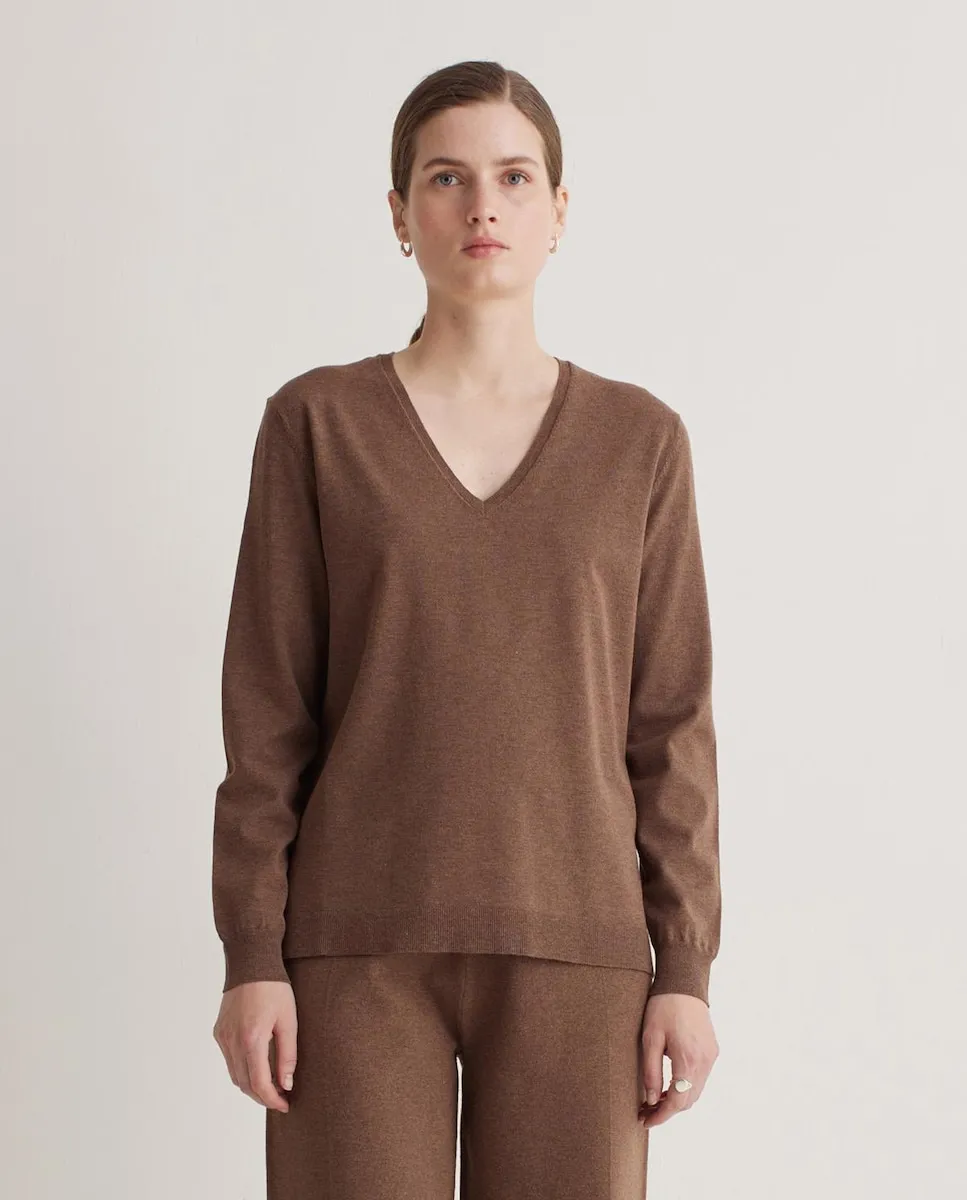 Женский джемпер с V-образным вырезом и боковыми разрезами Yerse, светло-коричневый
Женский джемпер с V-образным вырезом и боковыми разрезами Yerse, светло-коричневый