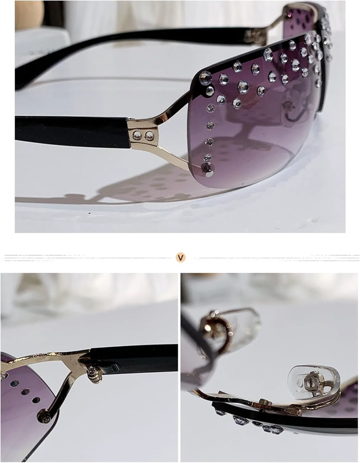 bullabulling Винтажные прямоугольные солнцезащитные очки без оправы со стразами для женщин, ретро квадратные, роскошные, с бриллиантами, для вечеринки, Grey
bullabulling Винтажные прямоугольные солнцезащитные очки без оправы со стразами для женщин, ретро квадратные, роскошные, с бриллиантами, для вечеринки, Grey