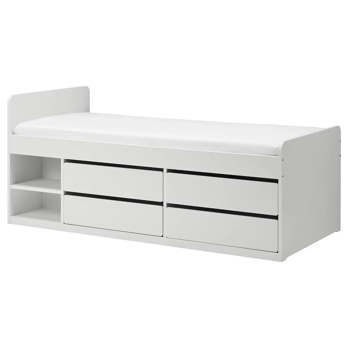 Каркас кровати с местом для хранения вещей + реечное дно SLÄKT IKEA, 90x200 см, белый 
Каркас кровати с местом для хранения вещей + реечное дно SLÄKT IKEA, 90x200 см, белый