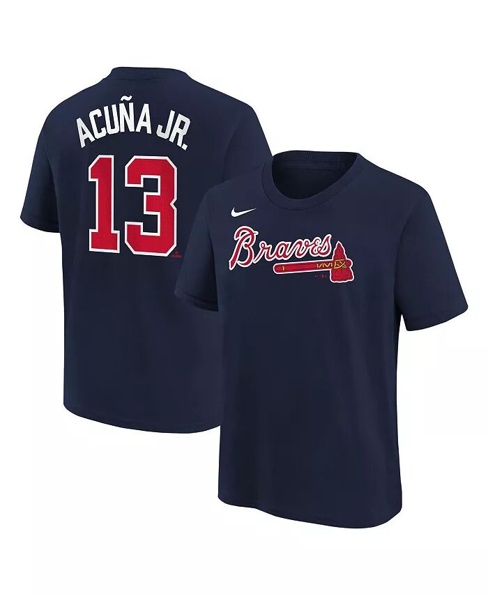 Футболка с именем и номером игрока «Big Boys Ronald Acuna Jr.» из команды «Navy Atlanta Braves Home» Nike
Футболка с именем и номером игрока «Big Boys Ronald Acuna Jr.» из команды «Navy Atlanta Braves Home» Nike