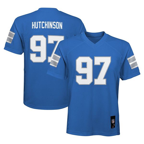 Детская реплика игровой футболки Эйдана Хатчинсона Detroit Lions, синяя Outerstuff
Детская реплика игровой футболки Эйдана Хатчинсона Detroit Lions, синяя Outerstuff