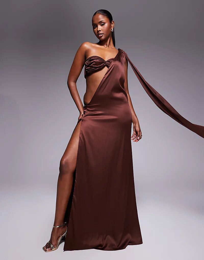 Асимметричное атласное платье макси от The Dolls House Circa Anthia шоколадно-коричневого цвета
Асимметричное атласное платье макси от The Dolls House Circa Anthia шоколадно-коричневого цвета