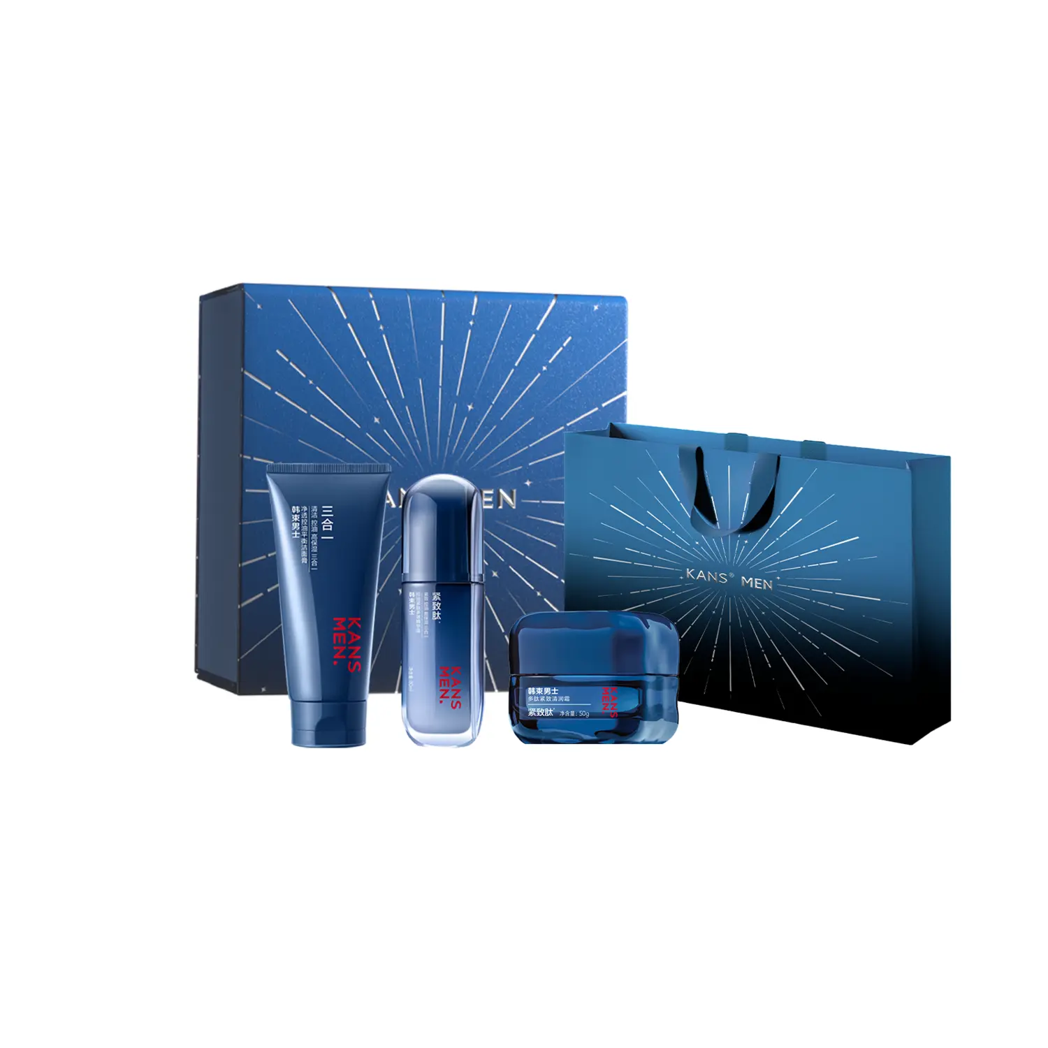 Наборы для ухода за кожей для мужчин: увлажняющий, контролирующий жирность, освежающий, увлажняющий и питательный Kans, men's peptide oil control box
Наборы для ухода за кожей для мужчин: увлажняющий, контролирующий жирность, освежающий, увлажняющий и питательный Kans, men's peptide oil control box