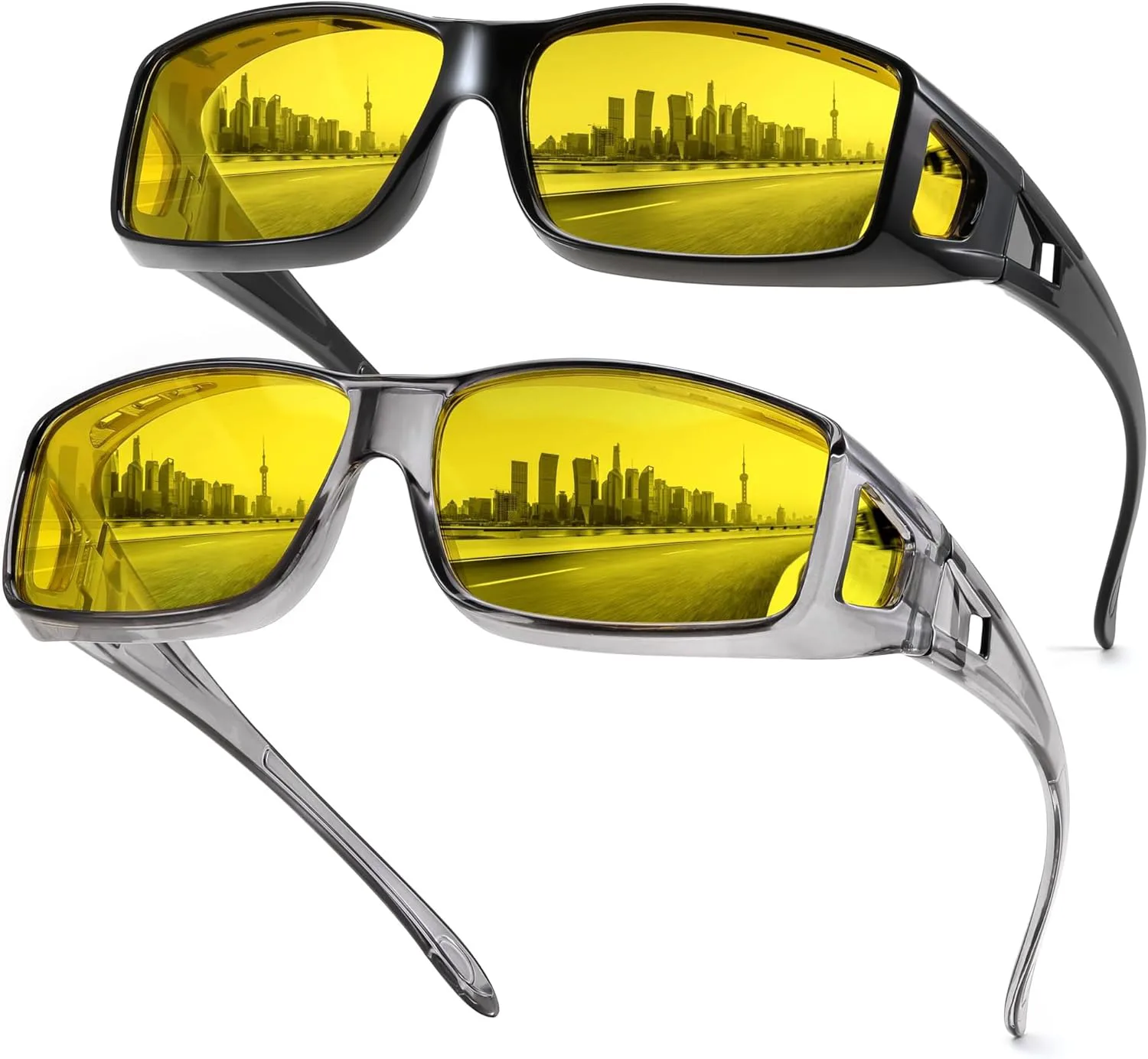 Солнцезащитные очки FEISEDY для ночного вождения, надеваемые поверх очков, для мужчин и женщин, поляризованные, обтекаемые, желтые, UV400 B2593, 2pcs:black&grey
Солнцезащитные очки FEISEDY для ночного вождения, надеваемые поверх очков, для мужчин и женщин, поляризованные, обтекаемые, желтые, UV400 B2593, 2pcs:black&grey