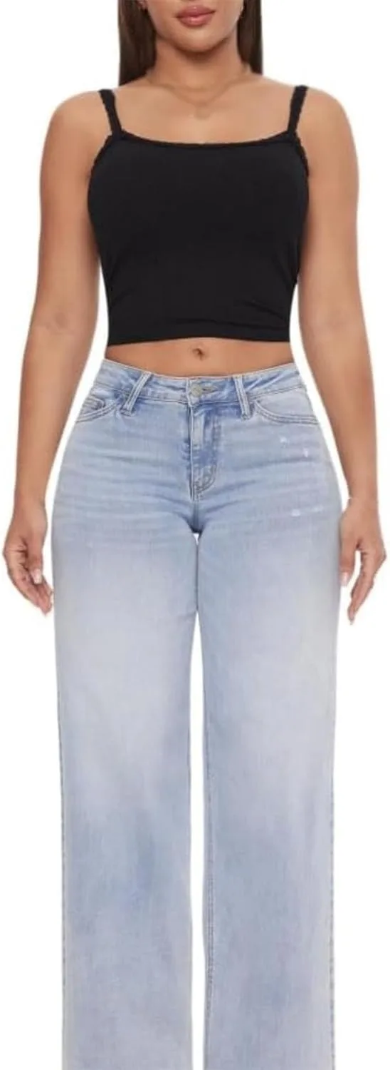 Прямые джинсы для женщин, Mid-Low Rise, Stretch, Loose
Прямые джинсы для женщин, Mid-Low Rise, Stretch, Loose