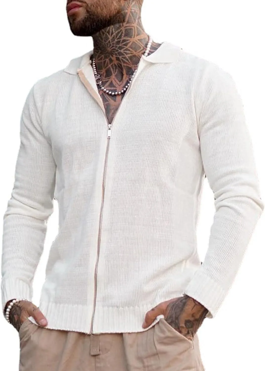 Мужской вязаный кардиган на молнии с лацканом HOTIAN
Мужской вязаный кардиган на молнии с лацканом HOTIAN