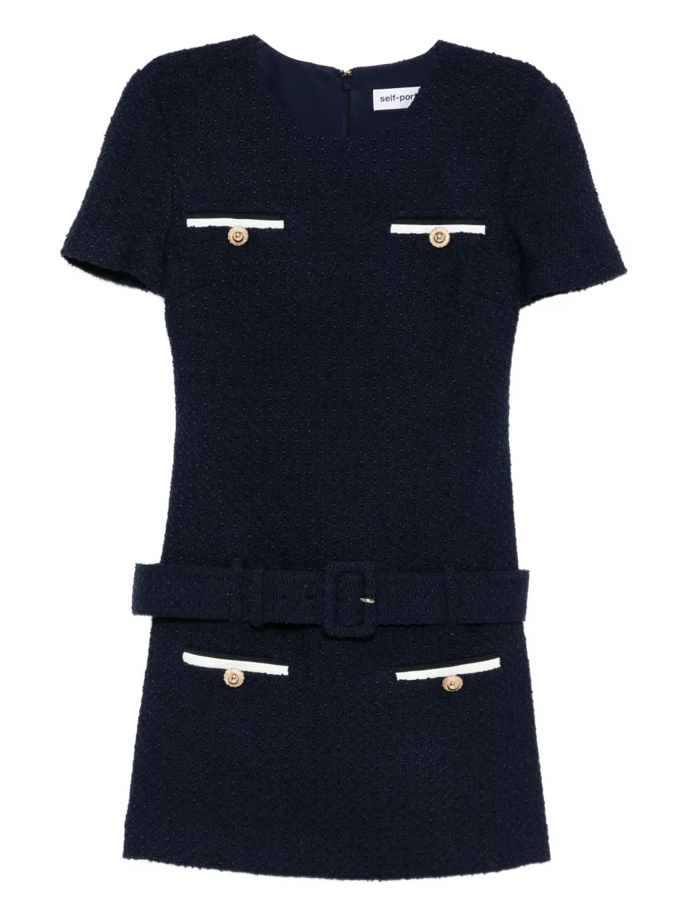 Твидовое платье мини с поясом Self-Portrait, синий
Твидовое платье мини с поясом Self-Portrait, синий