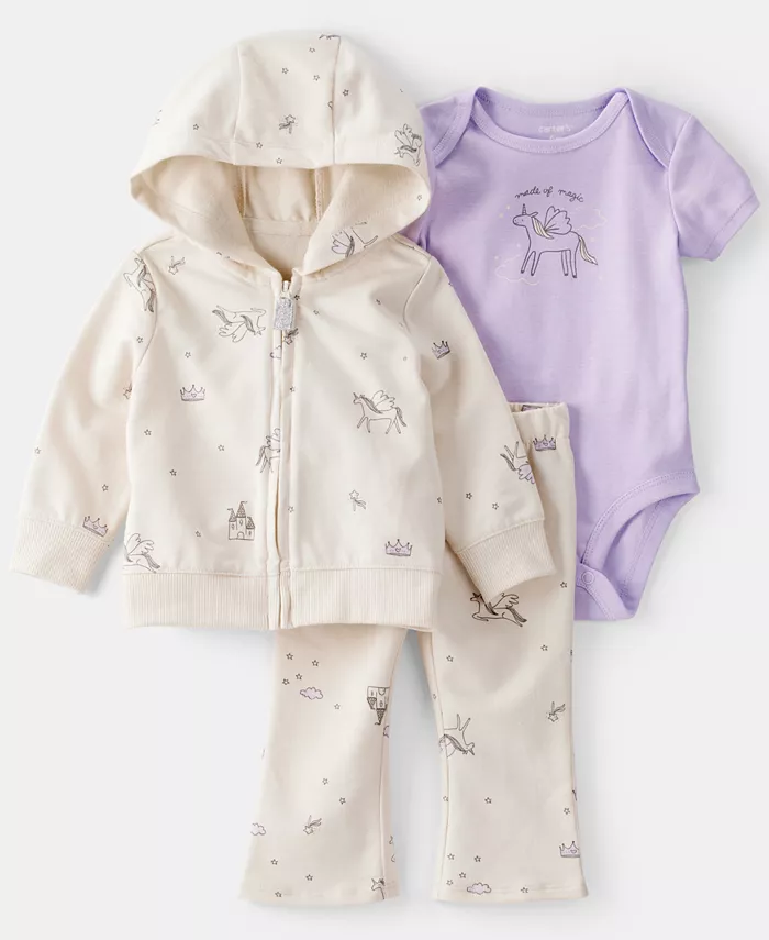 Комплект для девочек из 3 предметов: куртка, боди и штаны с фантазийным принтом Carter'S, слоновая кость/кремовый
Комплект для девочек из 3 предметов: куртка, боди и штаны с фантазийным принтом Carter'S, слоновая кость/кремовый