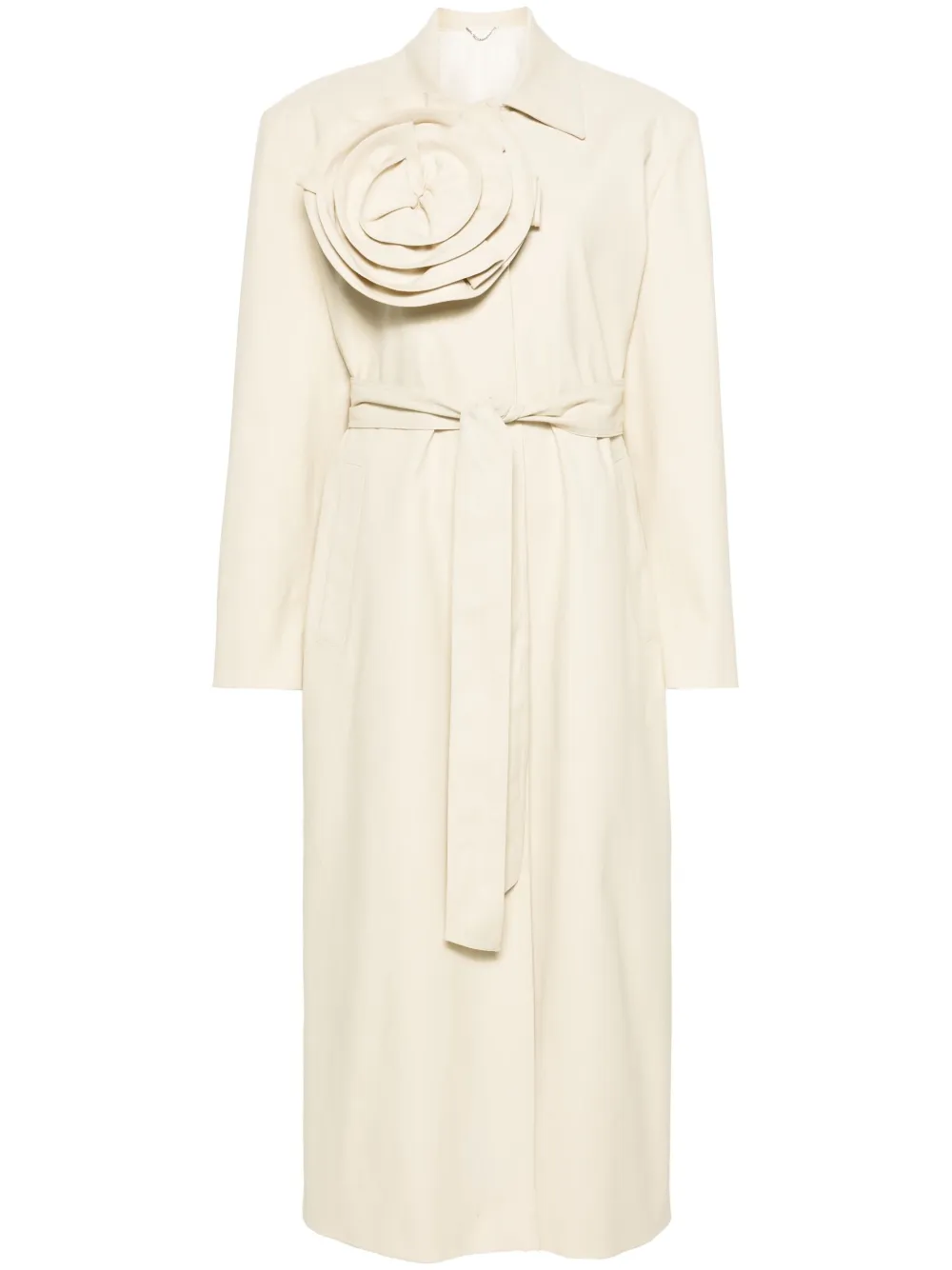 Тренч с поясом и цветочной аппликацией Magda Butrym, нейтральный
Тренч с поясом и цветочной аппликацией Magda Butrym, нейтральный