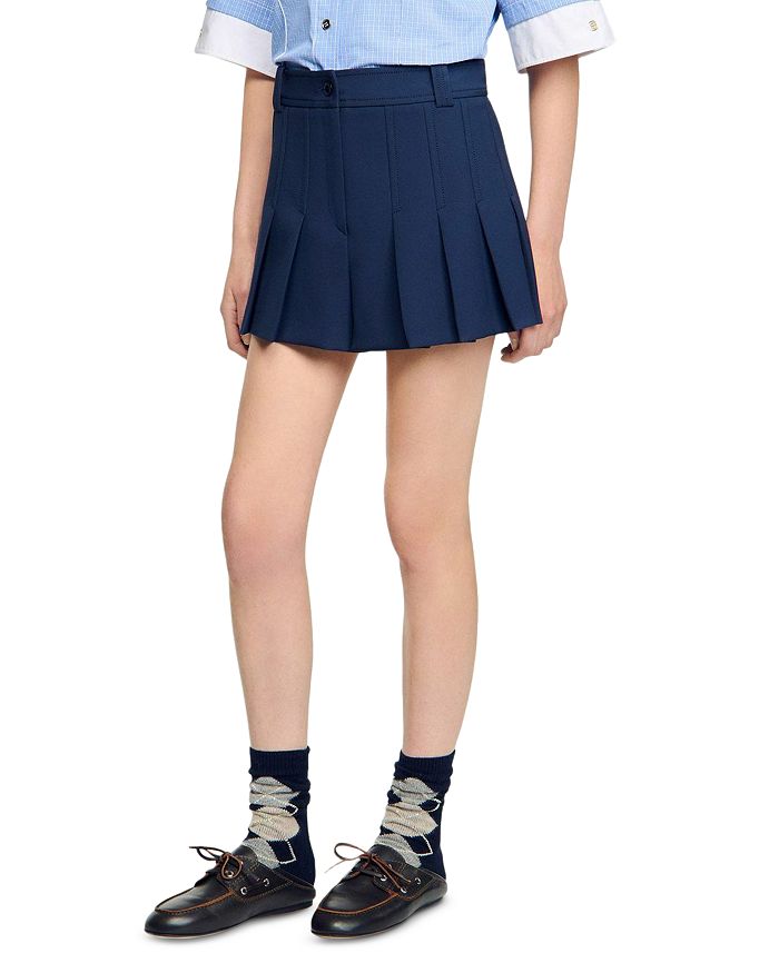 Укороченные плиссированные шорты Sandro, синий 
Укороченные плиссированные шорты Sandro, синий