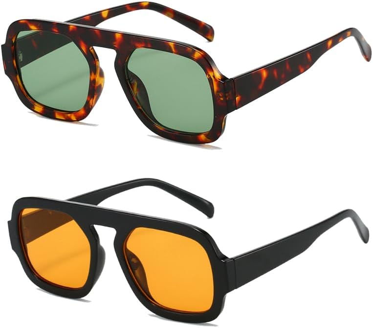 Солнцезащитные очки YAMEIZE Square Pilot для женщин и мужчин: модные ретро-очки в стиле 70-х, классические солнцезащитные очки с плоской верхней частью для активного отдыха, Black Orange + Leopard Green
Солнцезащитные очки YAMEIZE Square Pilot для женщин и мужчин: модные ретро-очки в стиле 70-х, классические солнцезащитные очки с плоской верхней частью для активного отдыха, Black Orange + Leopard Green