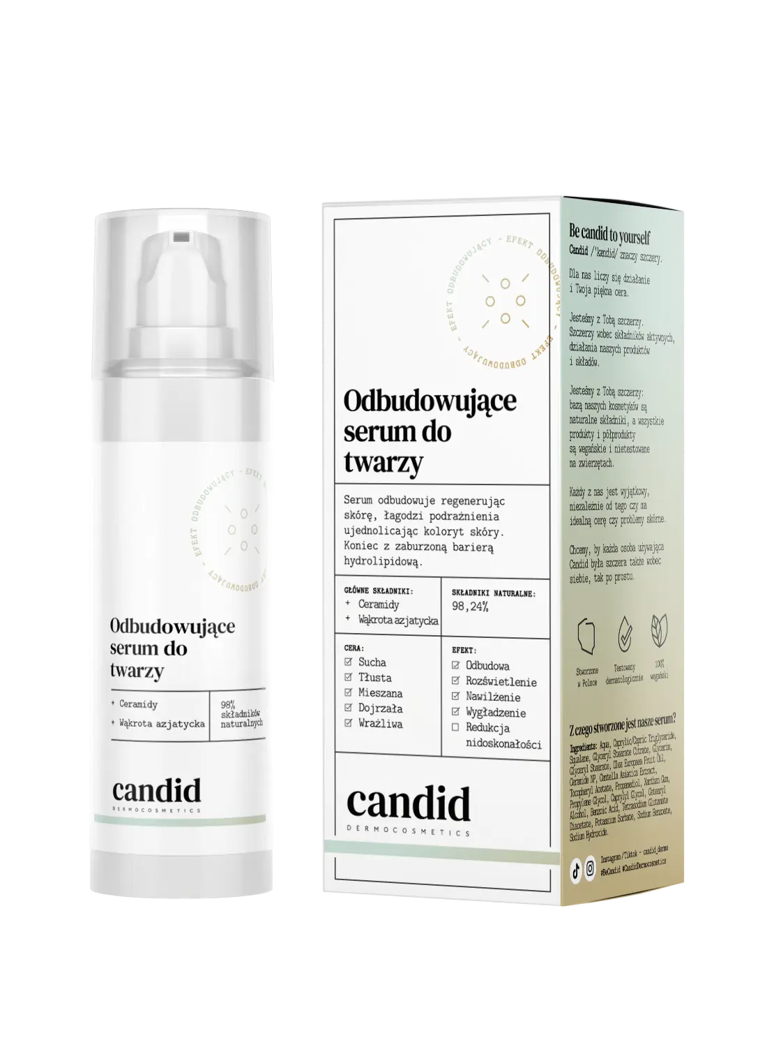 Регенерирующая сыворотка для лица с керамидами и центеллой азиатской Candid, 30 мл
