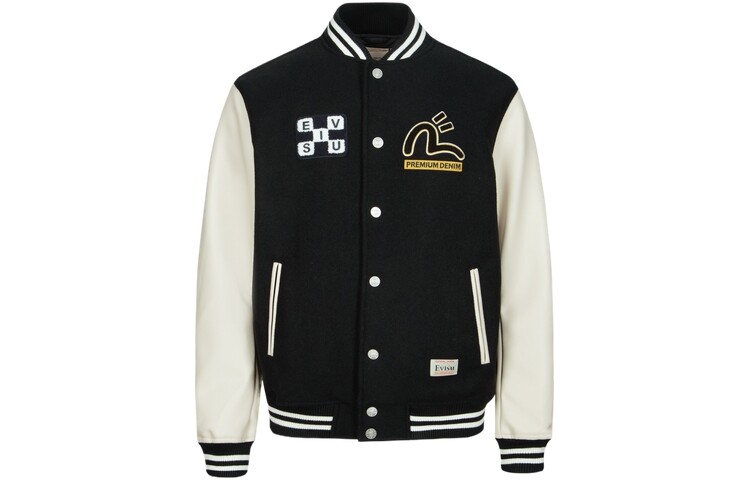 Шерстяная бейсбольная куртка Daruma с аппликацией Evisu, черный
Шерстяная бейсбольная куртка Daruma с аппликацией Evisu, черный