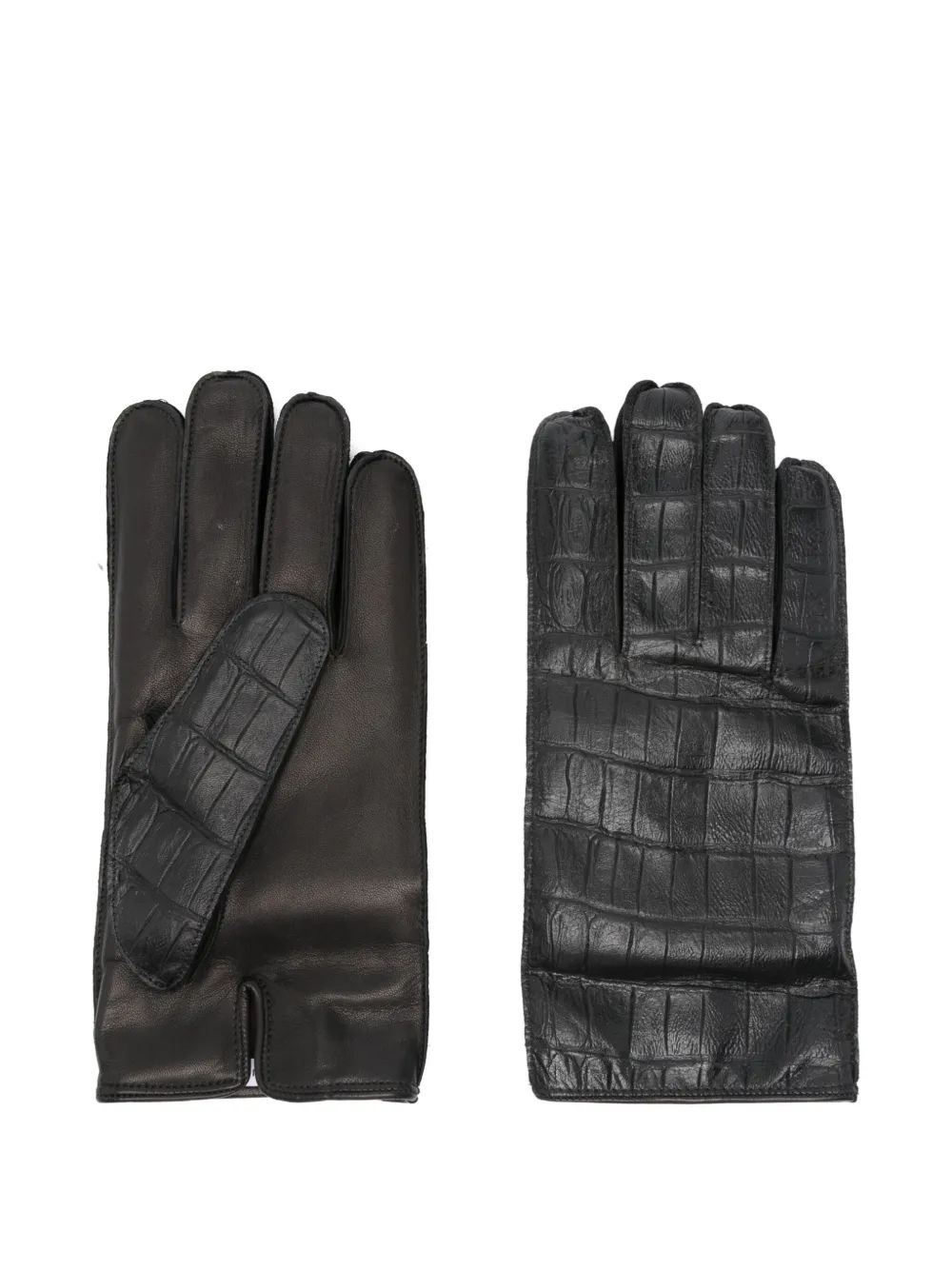 Перчатки из кожи с тиснением под крокодила Lardini, черный
Перчатки из кожи с тиснением под крокодила Lardini, черный