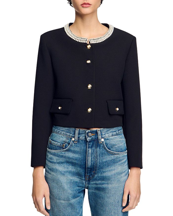 Жакет с бисерным воротником Sandro, черный
Жакет с бисерным воротником Sandro, черный