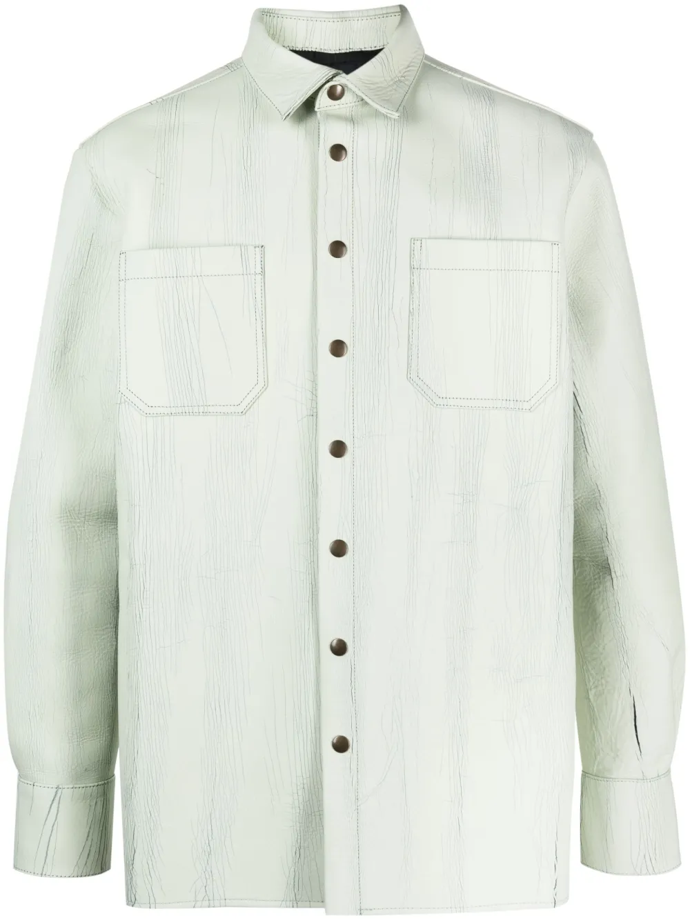 Фактурная кожаная рубашка BOTTER, зеленый 
Фактурная кожаная рубашка BOTTER, зеленый