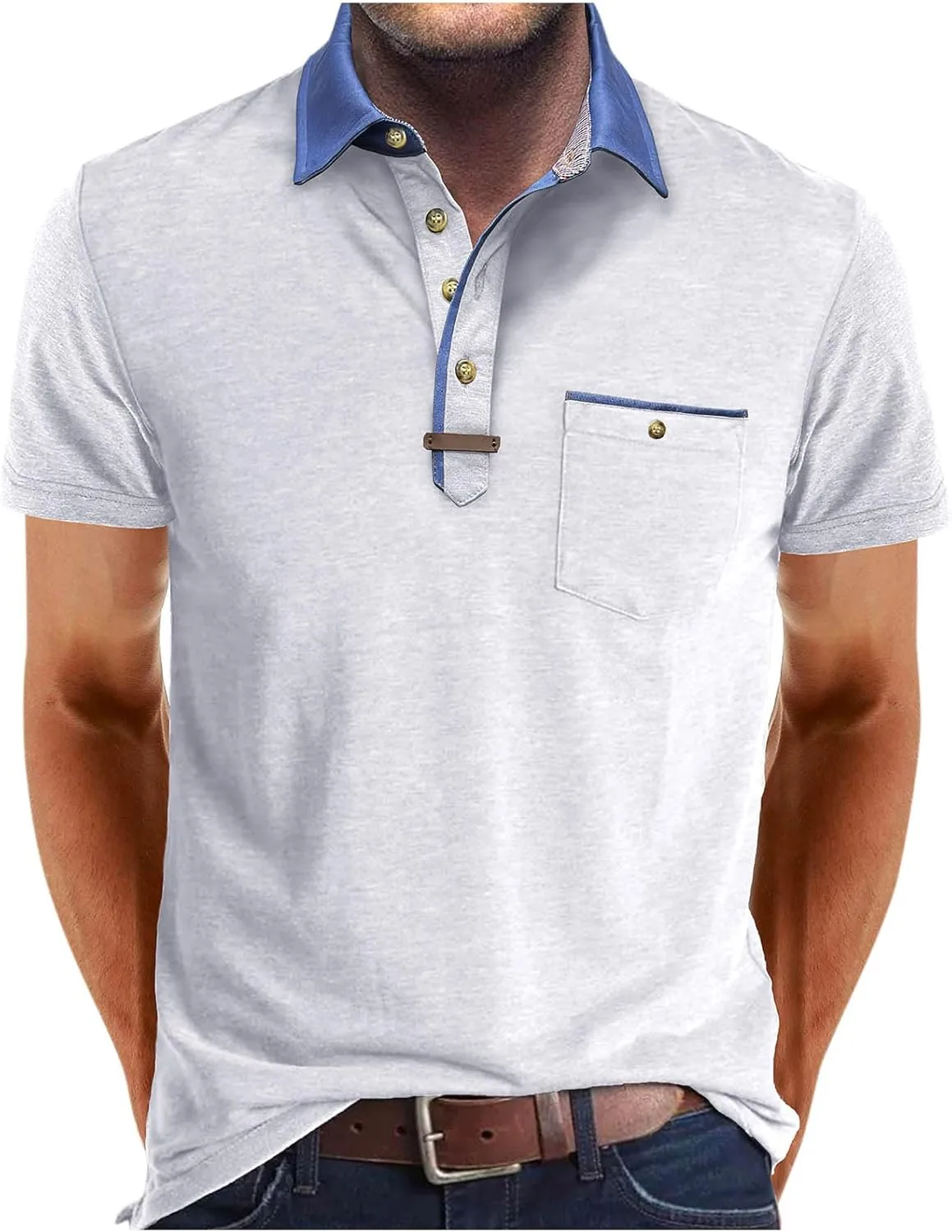 Джинсовые поло для мужчин Vintage Slim Fit с коротким рукавом и карманами
Джинсовые поло для мужчин Vintage Slim Fit с коротким рукавом и карманами