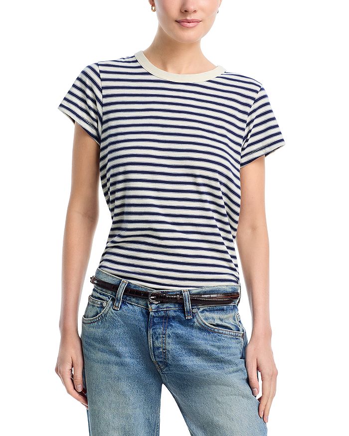 Футболка в полоску с эффектом неравномерного прядения rag & bone, синий
Футболка в полоску с эффектом неравномерного прядения rag & bone, синий