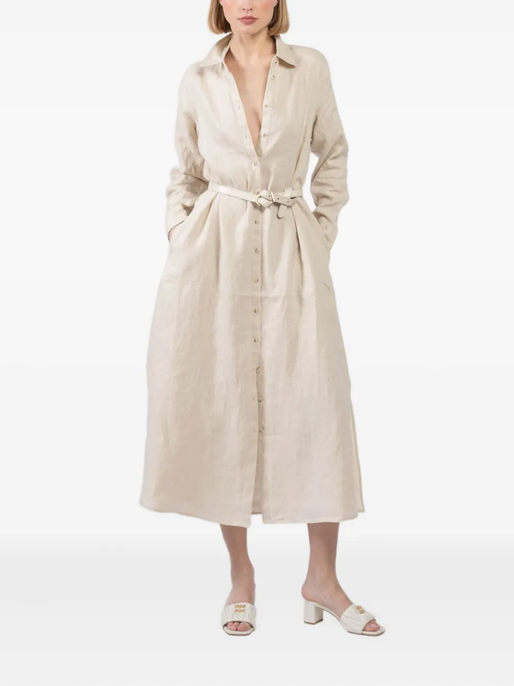 Платье-рубашка миди с поясом Xirena, нейтральный
Платье-рубашка миди с поясом Xirena, нейтральный