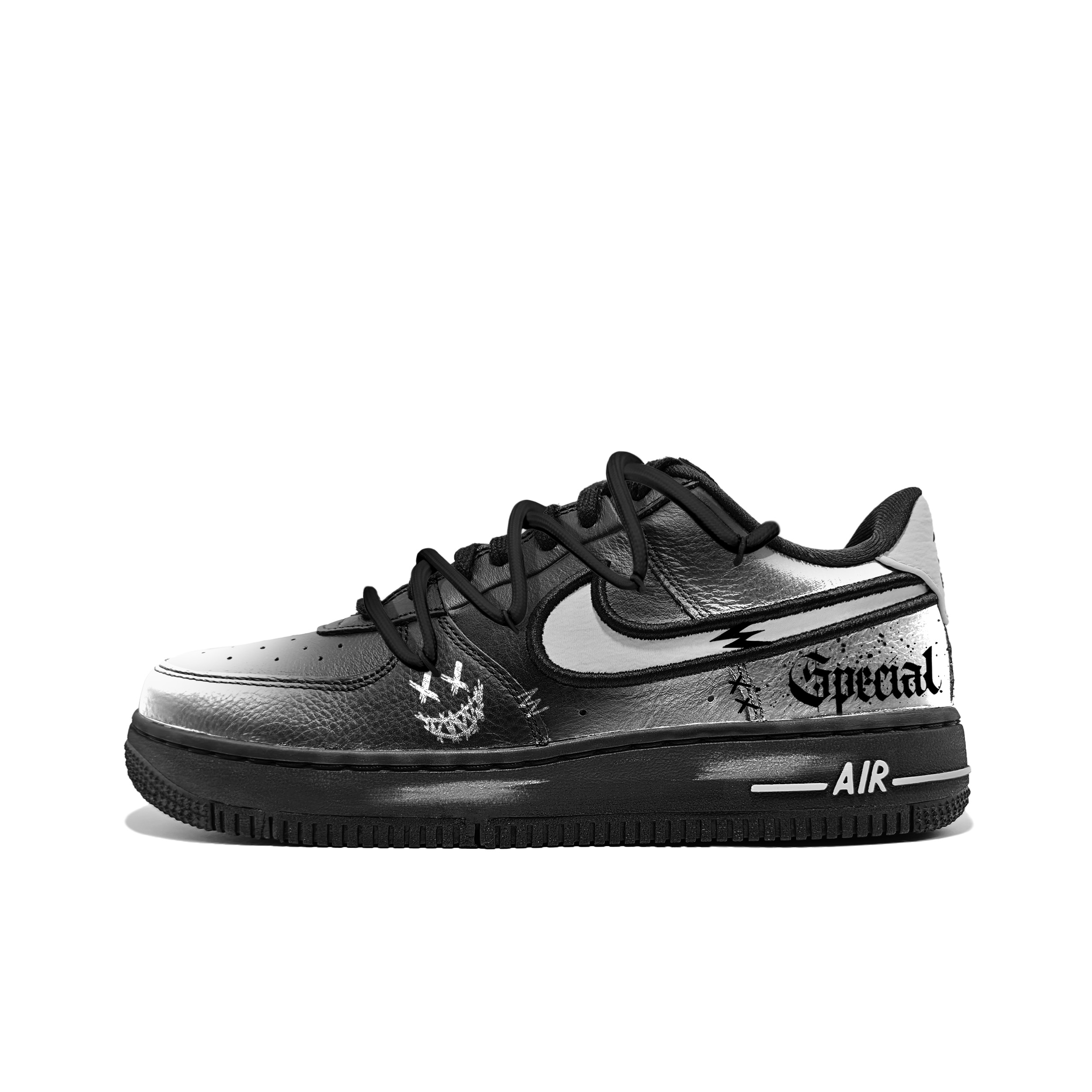 Nike Air Force 1 Nightmare Cushioning Abrasion Resistant Slip Resistant Low top Skateboard Shoes Unisex Black Silver
Nike Air Force 1 Nightmare Cushioning Abrasion Resistant Slip Resistant Low top Skateboard Shoes Unisex Black Silver