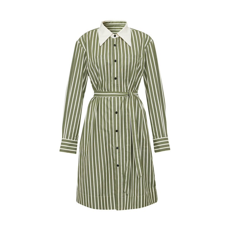 Полосатое платье-рубашка Deep Breath с поясом, зеленый
Полосатое платье-рубашка Deep Breath с поясом, зеленый