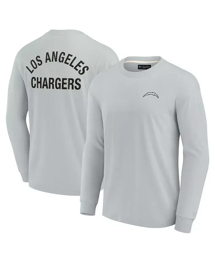 Мужская и женская серая супермягкая футболка с длинным рукавом Los Angeles Chargers Fanatics Signature
Мужская и женская серая супермягкая футболка с длинным рукавом Los Angeles Chargers Fanatics Signature