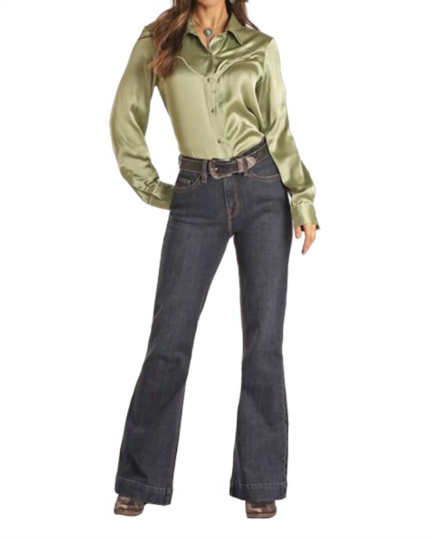 Рок-н-ролльные джинсы с высокой посадкой в темной мойке Panhandle, Dark Wash
Рок-н-ролльные джинсы с высокой посадкой в темной мойке Panhandle, Dark Wash